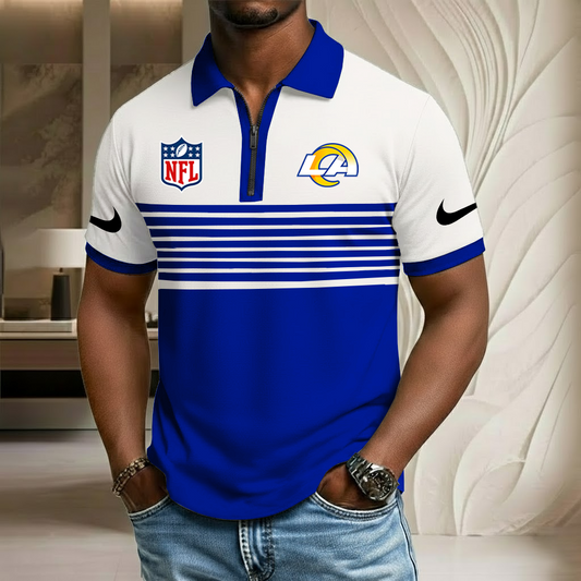 NFL x LAR Sport Zip Polo Golf Shirt HLP 250226 HLPHUONG