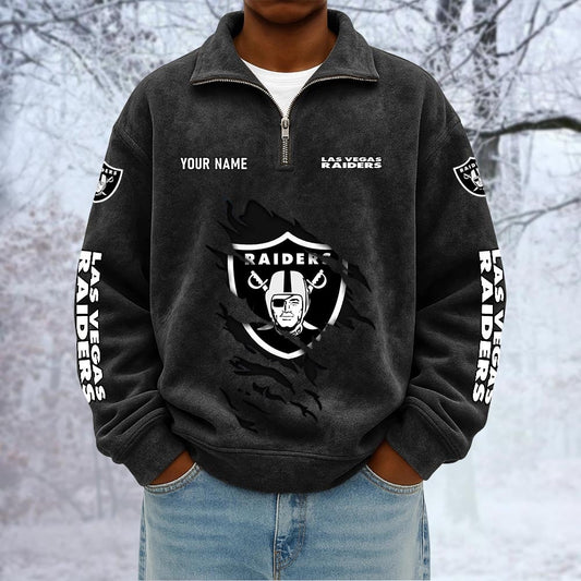 NFL x LV Custom Name Half-zip Collar Suede Sweatshirt HLP HLPHUONG