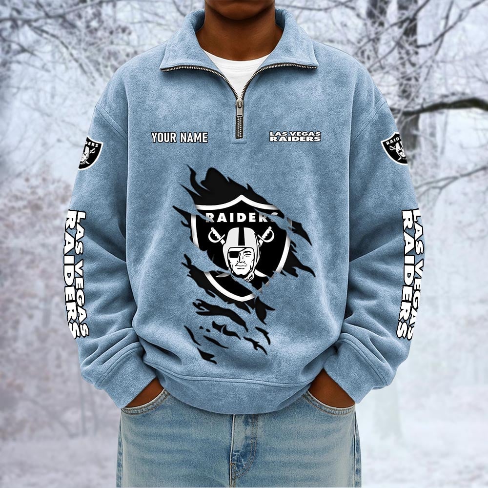 NFL x LV Custom Name Half-zip Collar Suede Sweatshirt HLP HLPHUONG