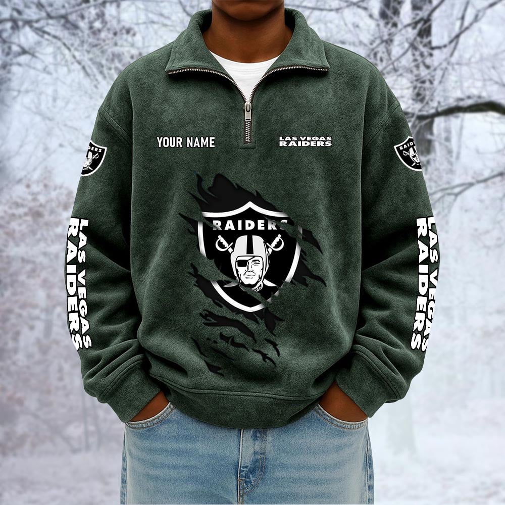 NFL x LV Custom Name Half-zip Collar Suede Sweatshirt HLP HLPHUONG