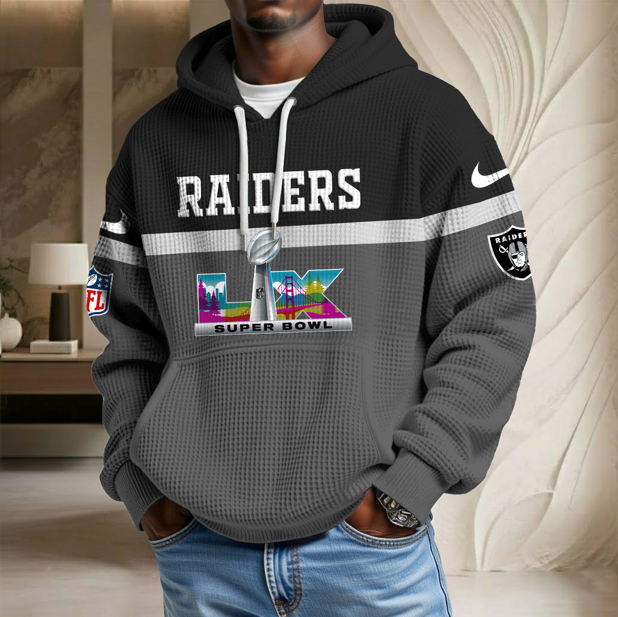 NFL x LV SB LX Waffle Hoodie HLP HLPHUONG