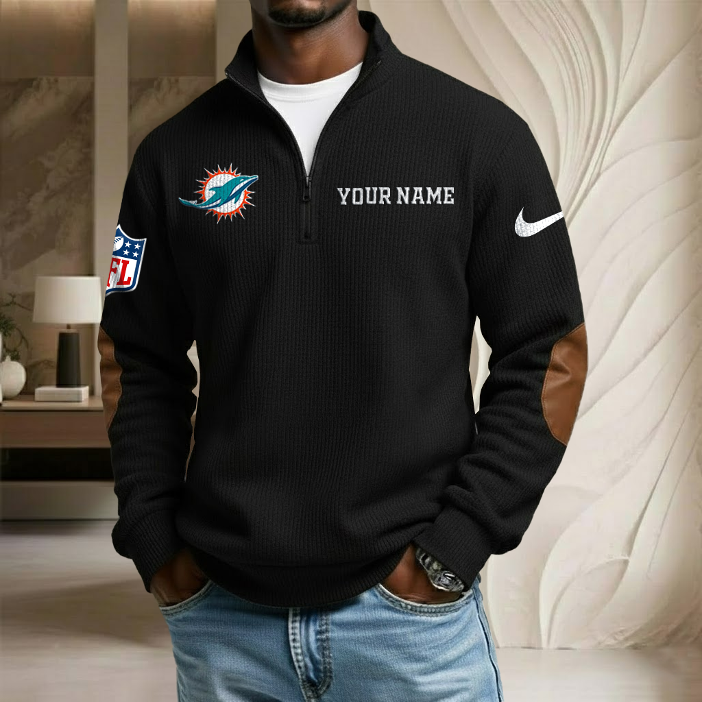 NFL x MIA Custom Name Stand Collar Half-zip Sweatshirt HLP HLPHUONG