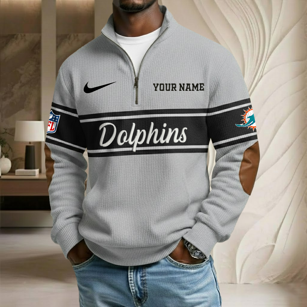 NFL x MIA Custom Name Stand Collar Half-zip Sweatshirt HLP HLPHUONG