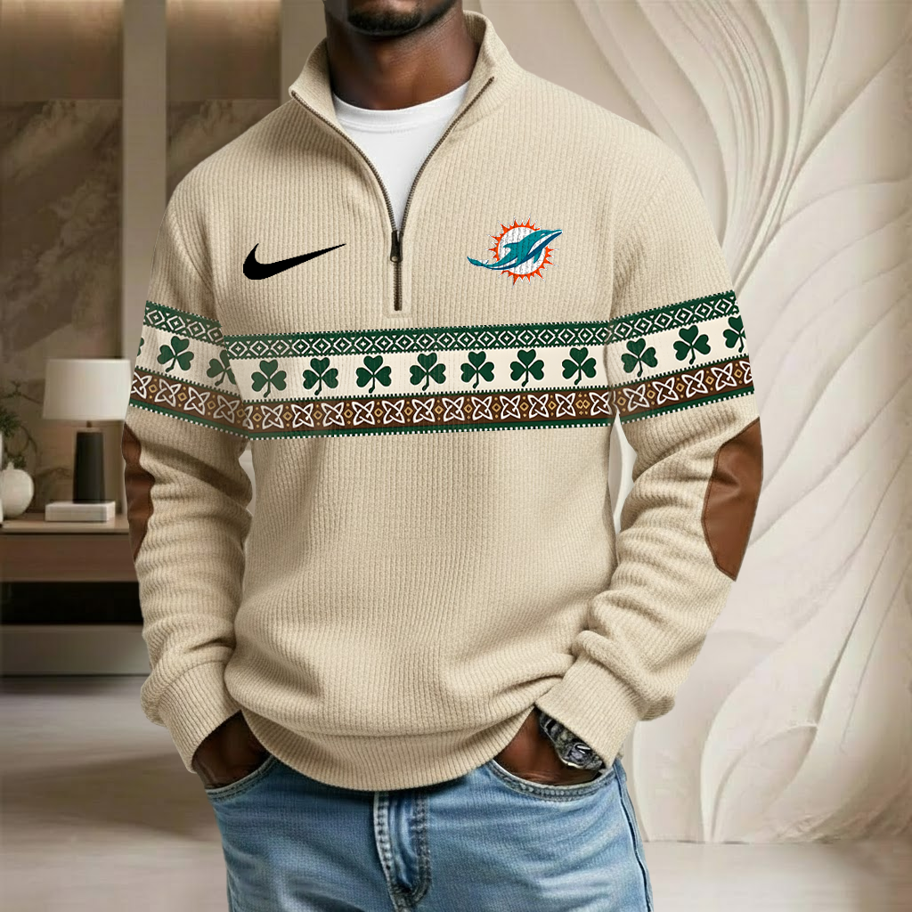 NFL x MIA Lucky St Patrick Day Stand Collar Half-zip Sweatshirt HLP HLPHUONG
