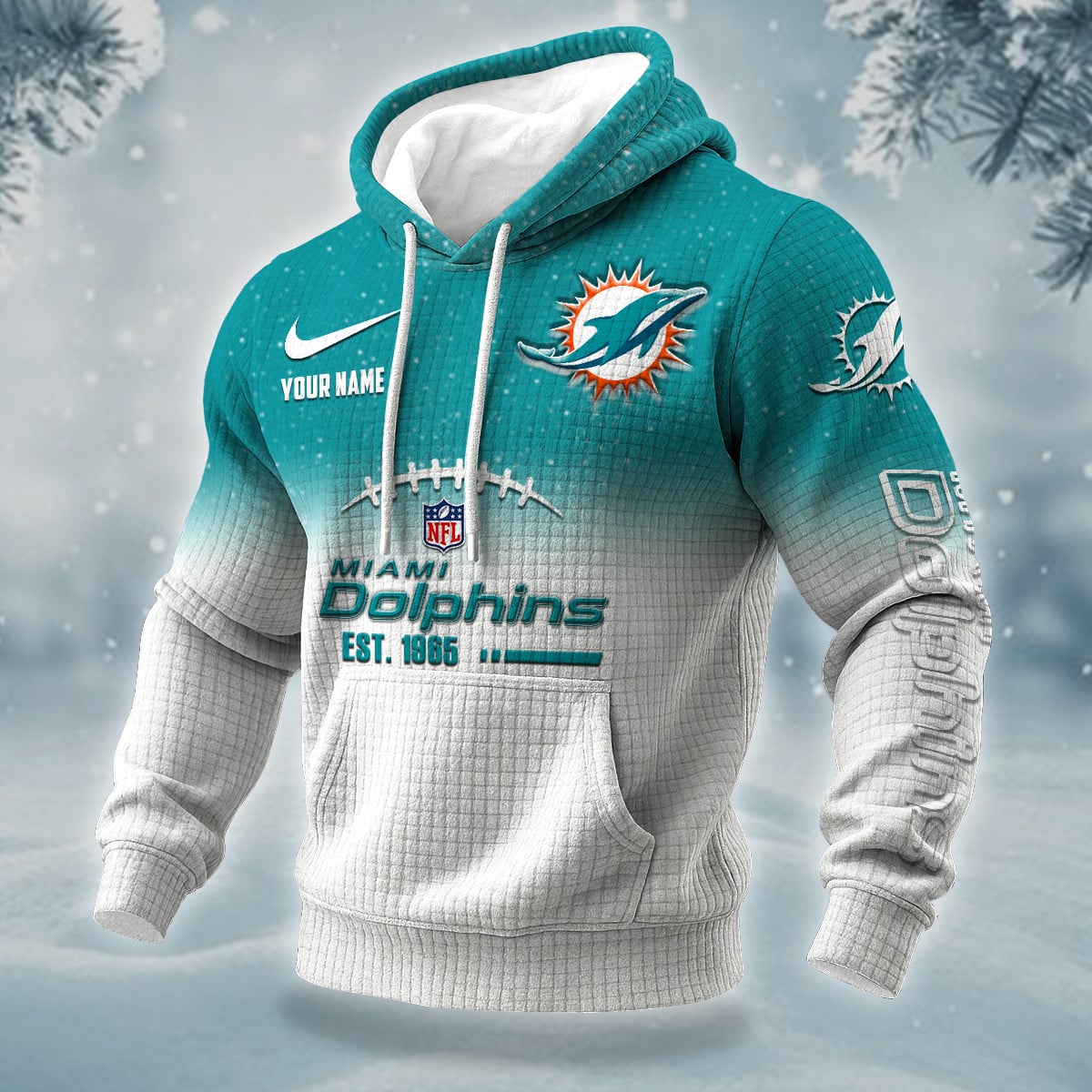NFL x MIA Personalized Name Waffle Hoodie HLP HLPHUONG