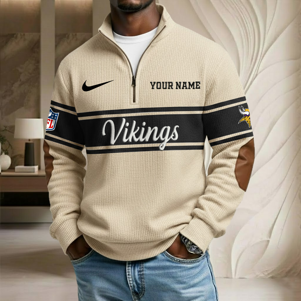 NFL x MIN Custom Name Stand Collar Half-zip Sweatshirt HLP HLPHUONG