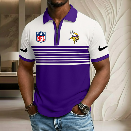 NFL x MIN Sport Zip Polo Golf Shirt HLP 250226 HLPHUONG