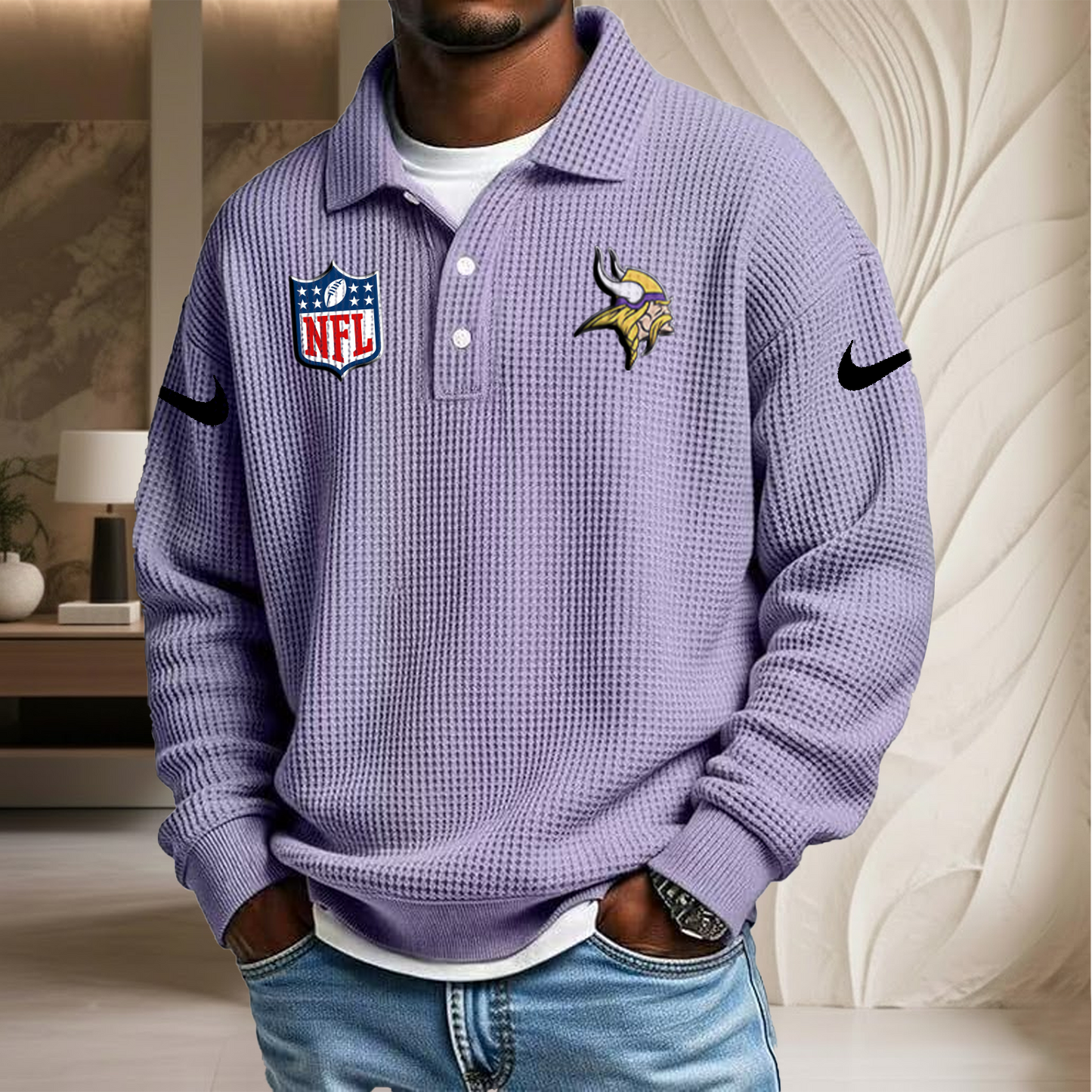 NFL x MIN Waffle Three Button Lapel Polo HLP HLPHUONG