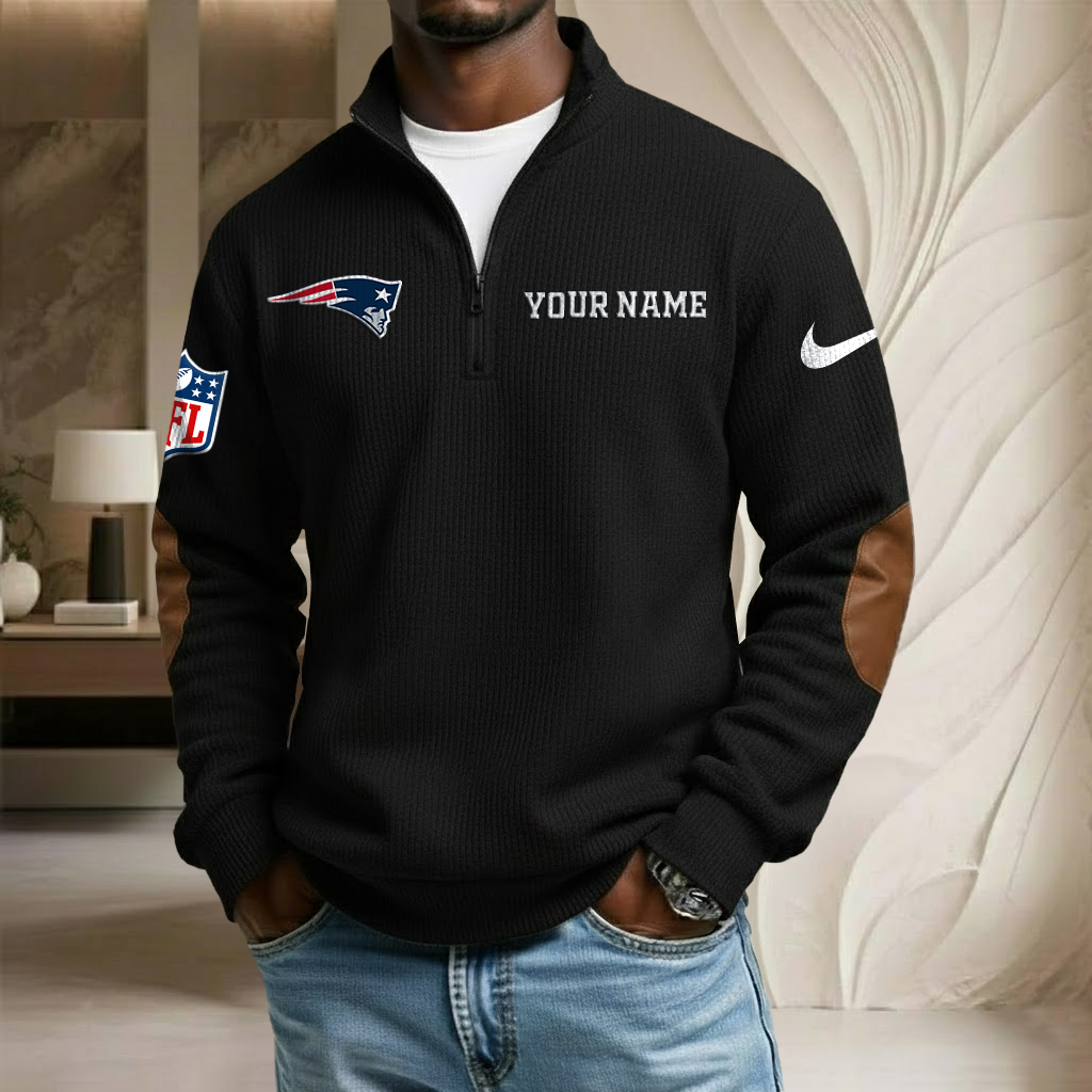 NFL x NE Custom Name Stand Collar Half-zip Sweatshirt HLP HLPHUONG