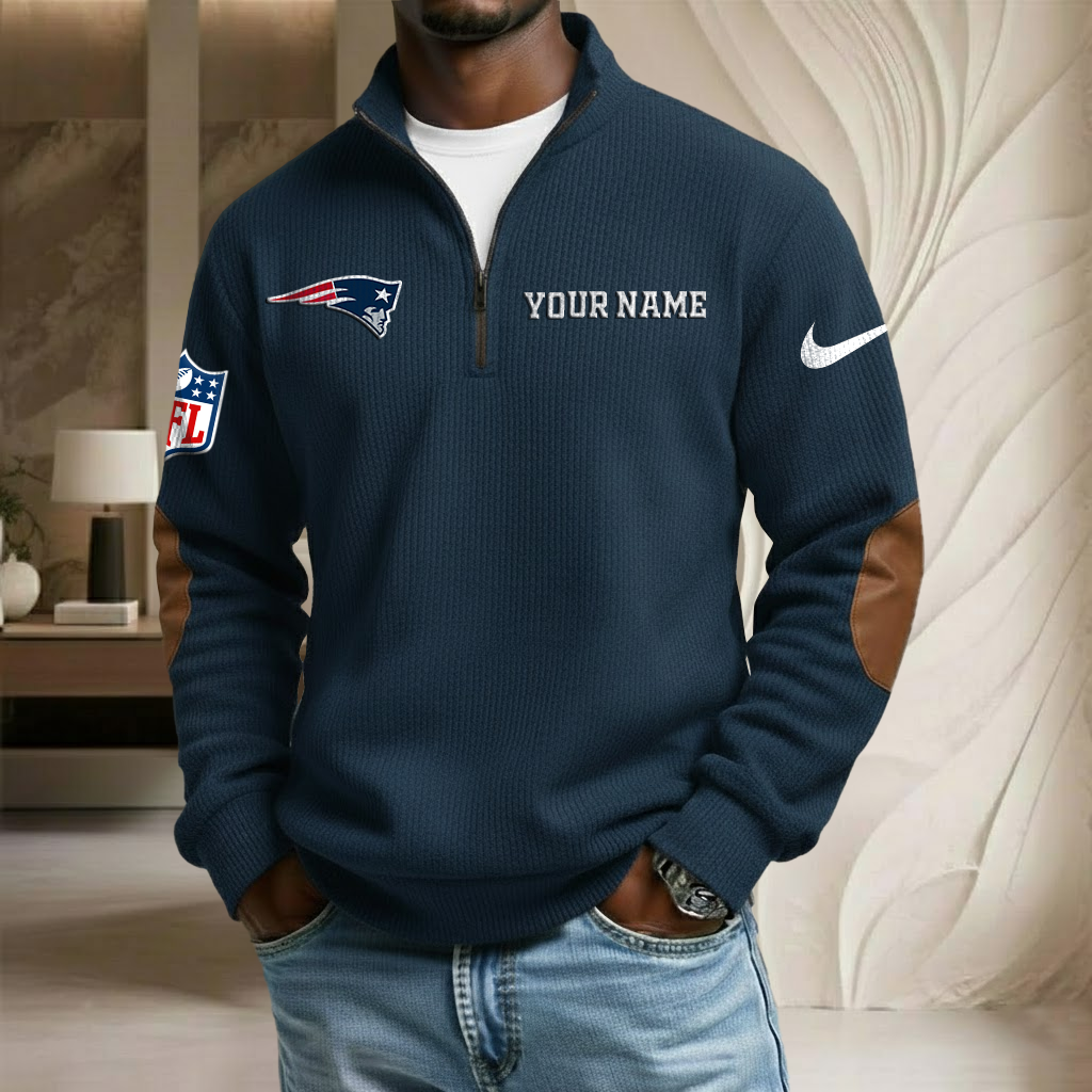 NFL x NE Custom Name Stand Collar Half-zip Sweatshirt HLP HLPHUONG