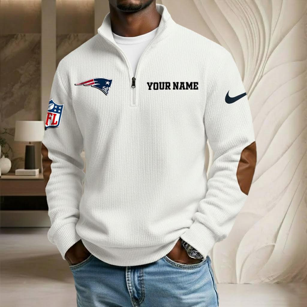 NFL x NE Custom Name Stand Collar Half-zip Sweatshirt HLP HLPHUONG