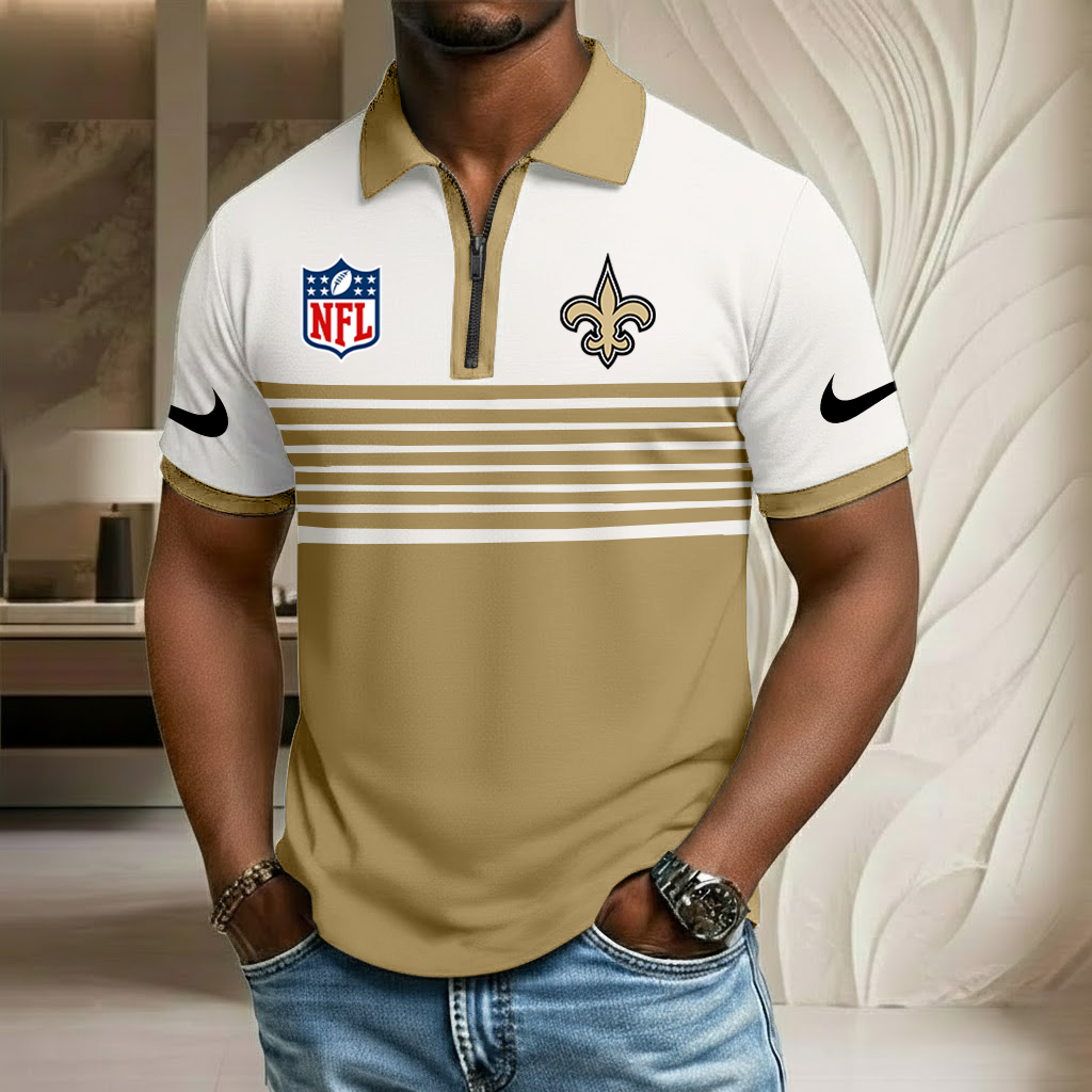NFL x NO Sport Zip Polo Golf Shirt HLP 250226 HLPHUONG