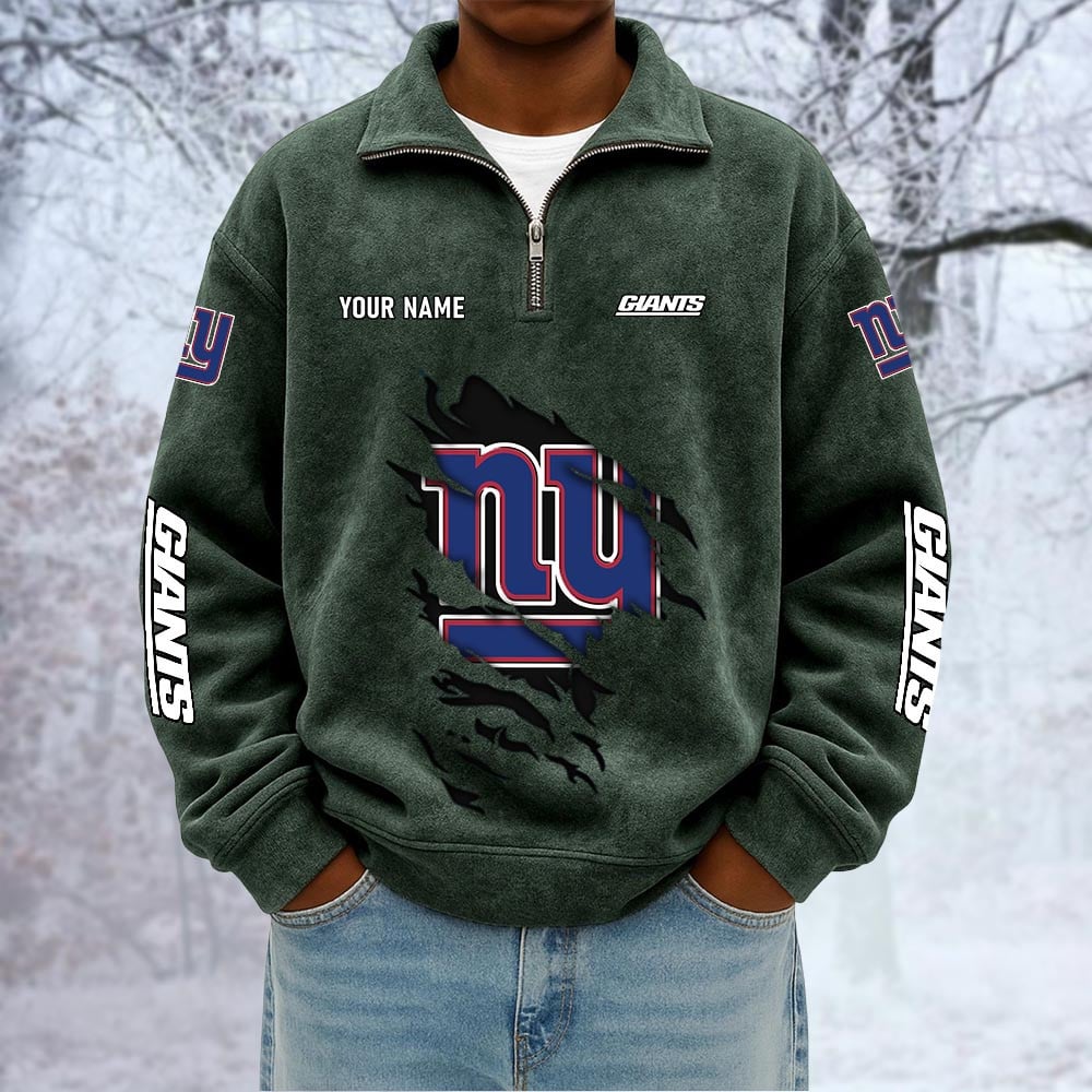 NFL x NYG Custom Name Half-zip Collar Suede Sweatshirt HLP HLPHUONG