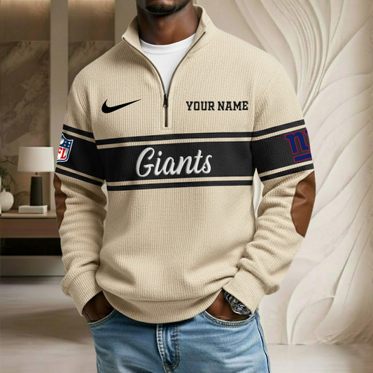 NFL x NYG Custom Name Stand Collar Half-zip Sweatshirt HLP HLPHUONG
