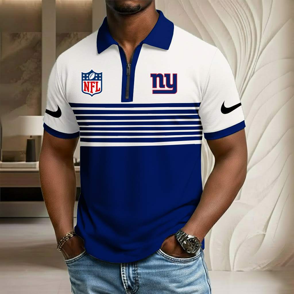 NFL x NYG Sport Zip Polo Golf Shirt HLP 250226 HLPHUONG