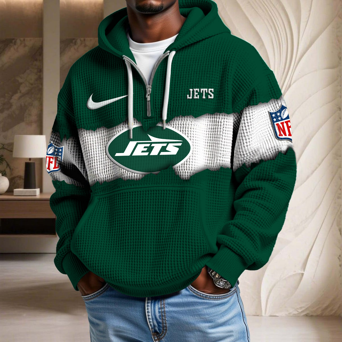 NFL x NYJ Crack Waffle Half Zip Hoodie HLP HLPHUONG