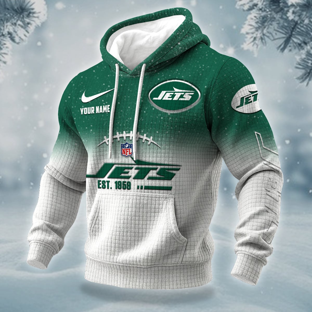 NFL x NYJ Personalized Name Waffle Hoodie HLP HLPHUONG
