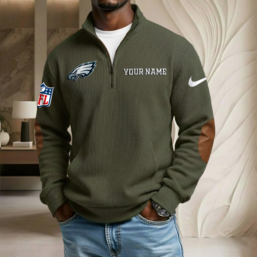 NFL x PHI Custom Name Stand Collar Half-zip Sweatshirt HLP HLPHUONG
