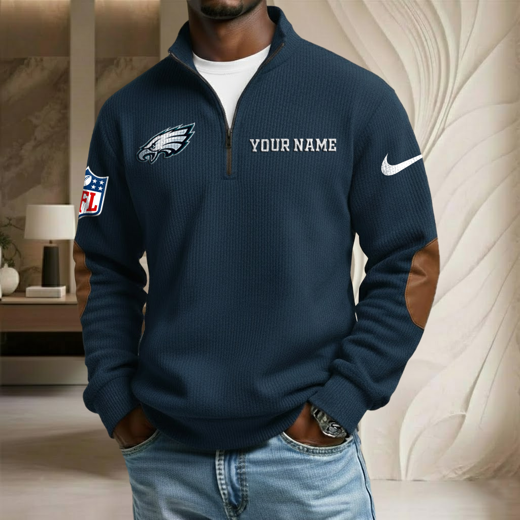 NFL x PHI Custom Name Stand Collar Half-zip Sweatshirt HLP HLPHUONG