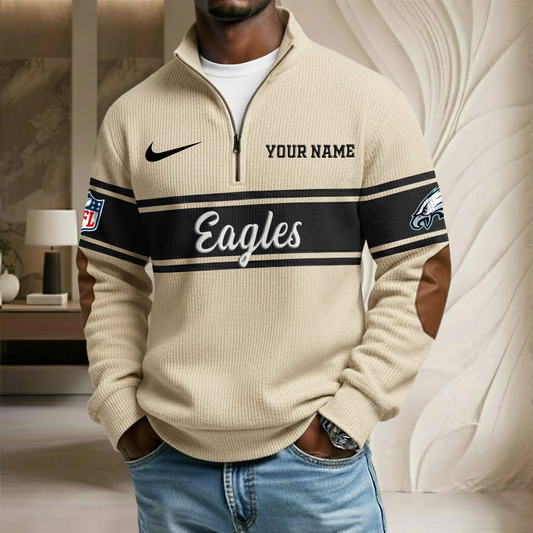 NFL x PHI Custom Name Stand Collar Half-zip Sweatshirt HLP HLPHUONG