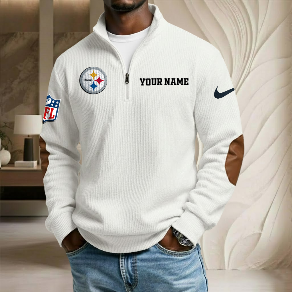 NFL x PIT Custom Name Stand Collar Half-zip Sweatshirt HLP HLPHUONG