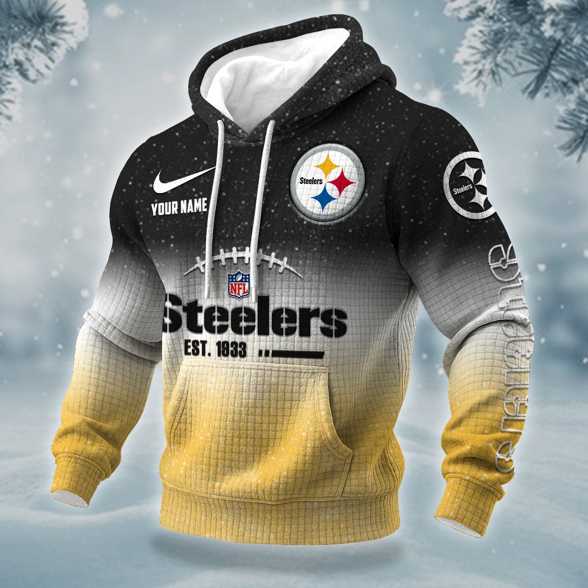 NFL x PIT Personalized Name Waffle Hoodie HLP HLPHUONG