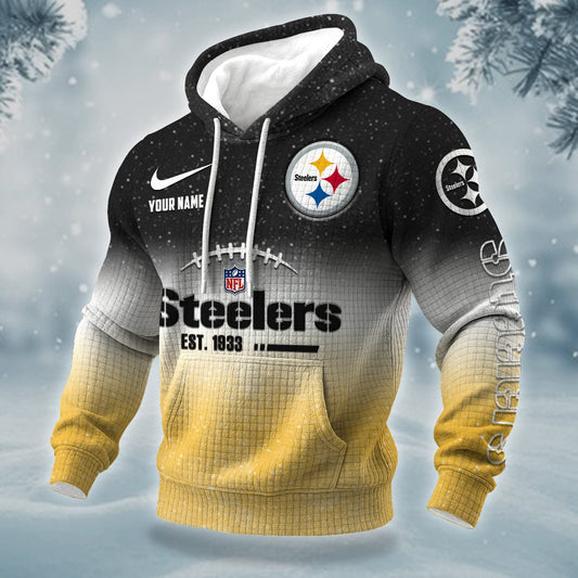 NFL x PIT Personalized Name Waffle Hoodie HLP HLPHUONG