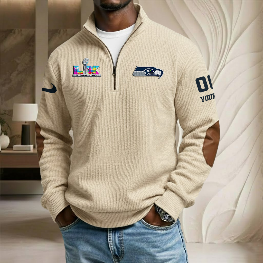 NFL x SEA SB V4 Custom Stand Collar Half-zip Sweatshirt HLP HLPHUONG