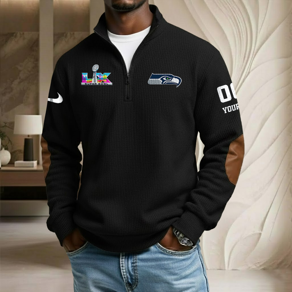 NFL x SEA SB V4 Custom Stand Collar Half-zip Sweatshirt HLP HLPHUONG
