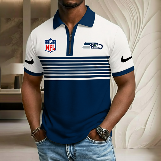 NFL x SEA Sport Zip Polo Golf Shirt HLP 250226 HLPHUONG