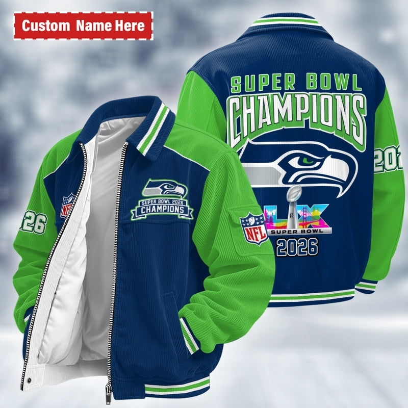 NFL x SEA Team Color SB LX 2026 Classic Varsity Jacket HLP HLPHUONG