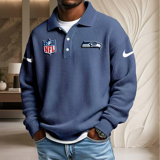 NFL x SEA Waffle Three Button Lapel Polo HLP HLPHUONG