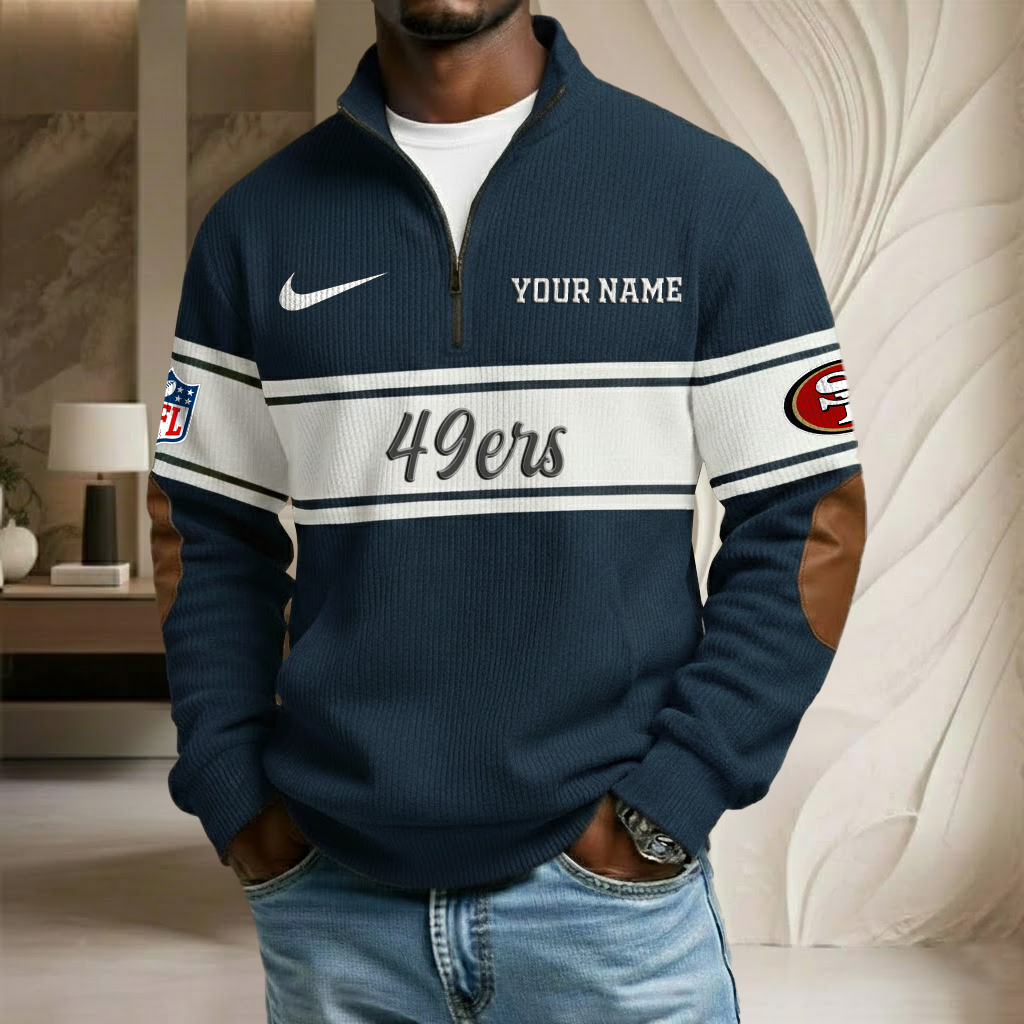 NFL x SF Custom Name Stand Collar Half-zip Sweatshirt HLP HLPHUONG