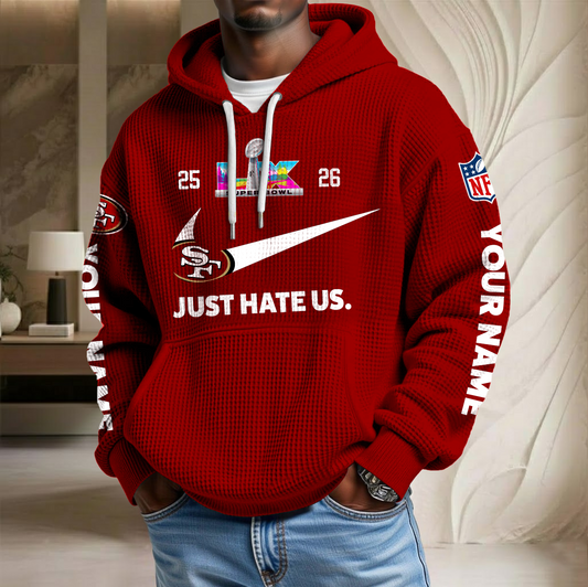 NFL x SF SB Just Hate Us Custom Name Waffle Hoodie HLP HLPHUONG