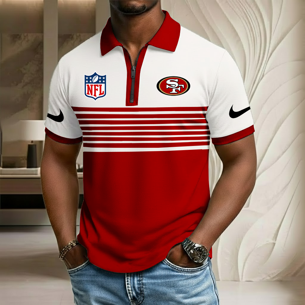 NFL x SF Sport Zip Polo Golf Shirt HLP 250226 HLPHUONG