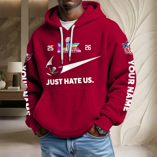 NFL x TB SB Just Hate Us Custom Name Waffle Hoodie HLP HLPHUONG