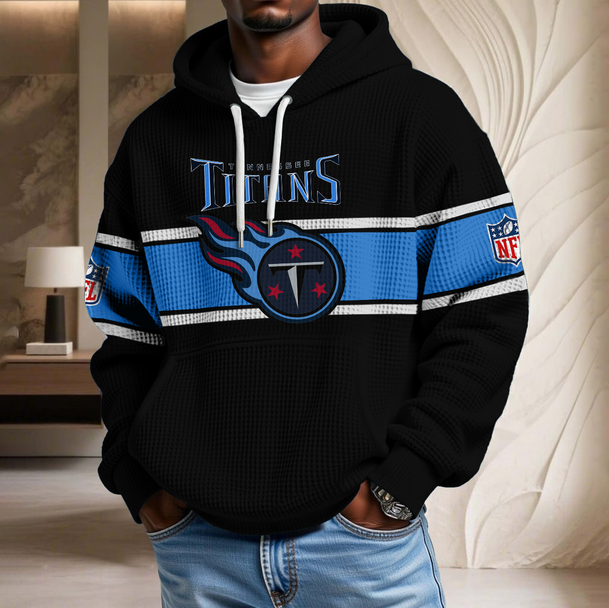 NFL x TEN Black Version Waffle Hoodie HLP HLPHUONG