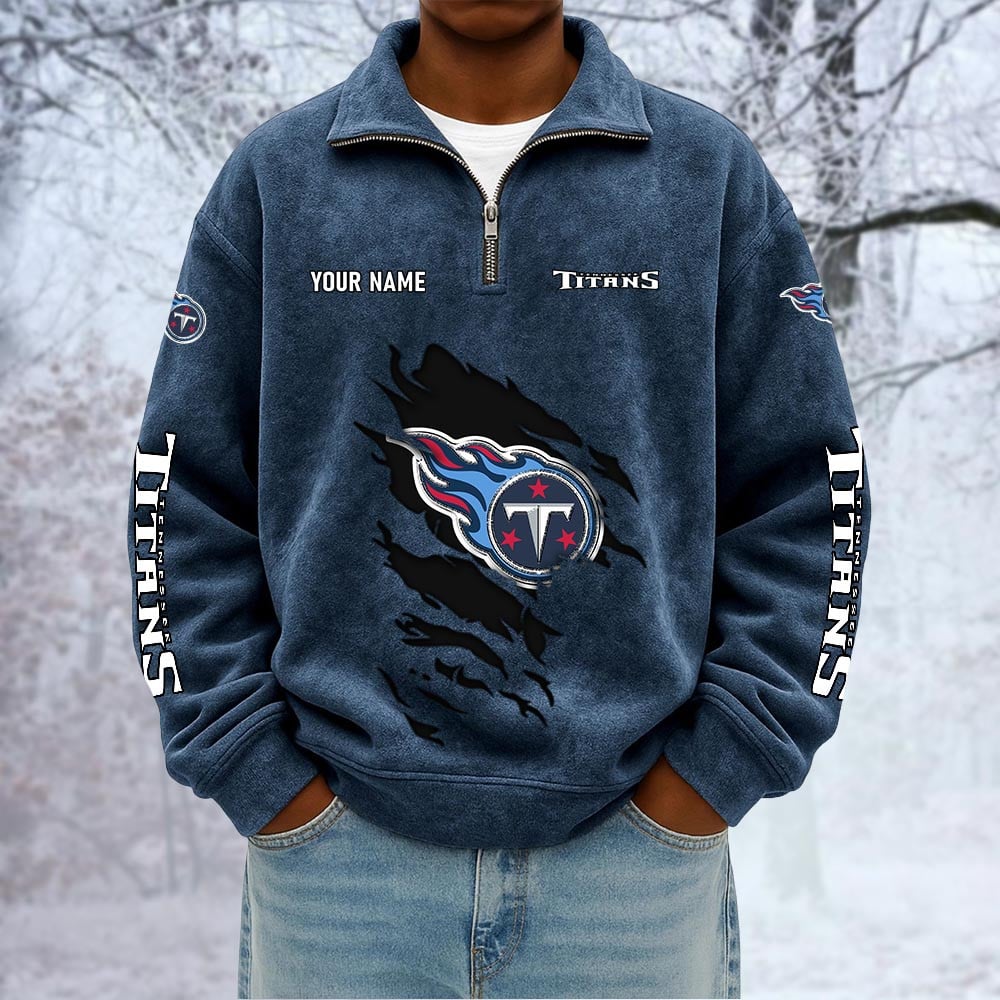 NFL x TEN Custom Name Half-zip Collar Suede Sweatshirt HLP HLPHUONG