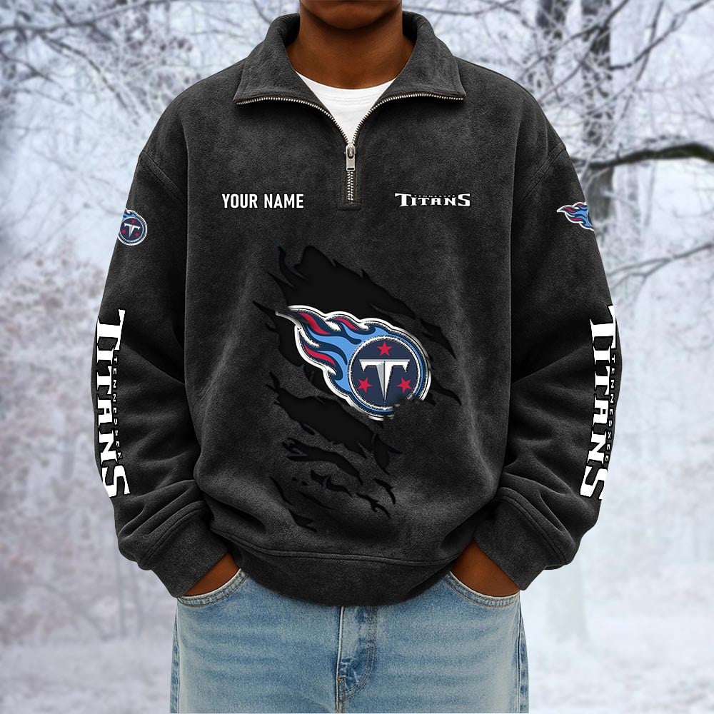 NFL x TEN Custom Name Half-zip Collar Suede Sweatshirt HLP HLPHUONG