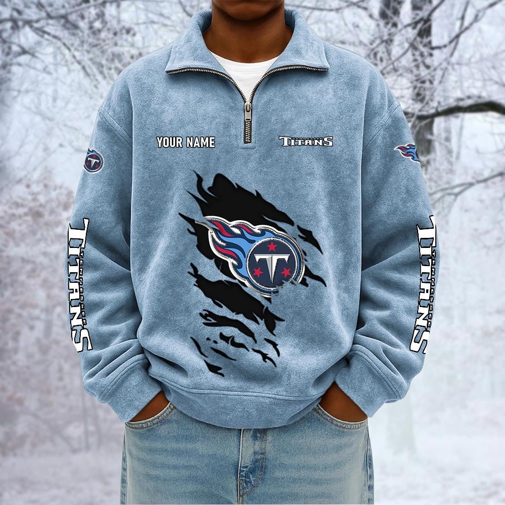 NFL x TEN Custom Name Half-zip Collar Suede Sweatshirt HLP HLPHUONG
