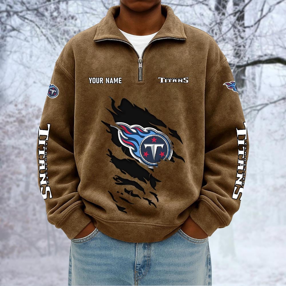 NFL x TEN Custom Name Half-zip Collar Suede Sweatshirt HLP HLPHUONG