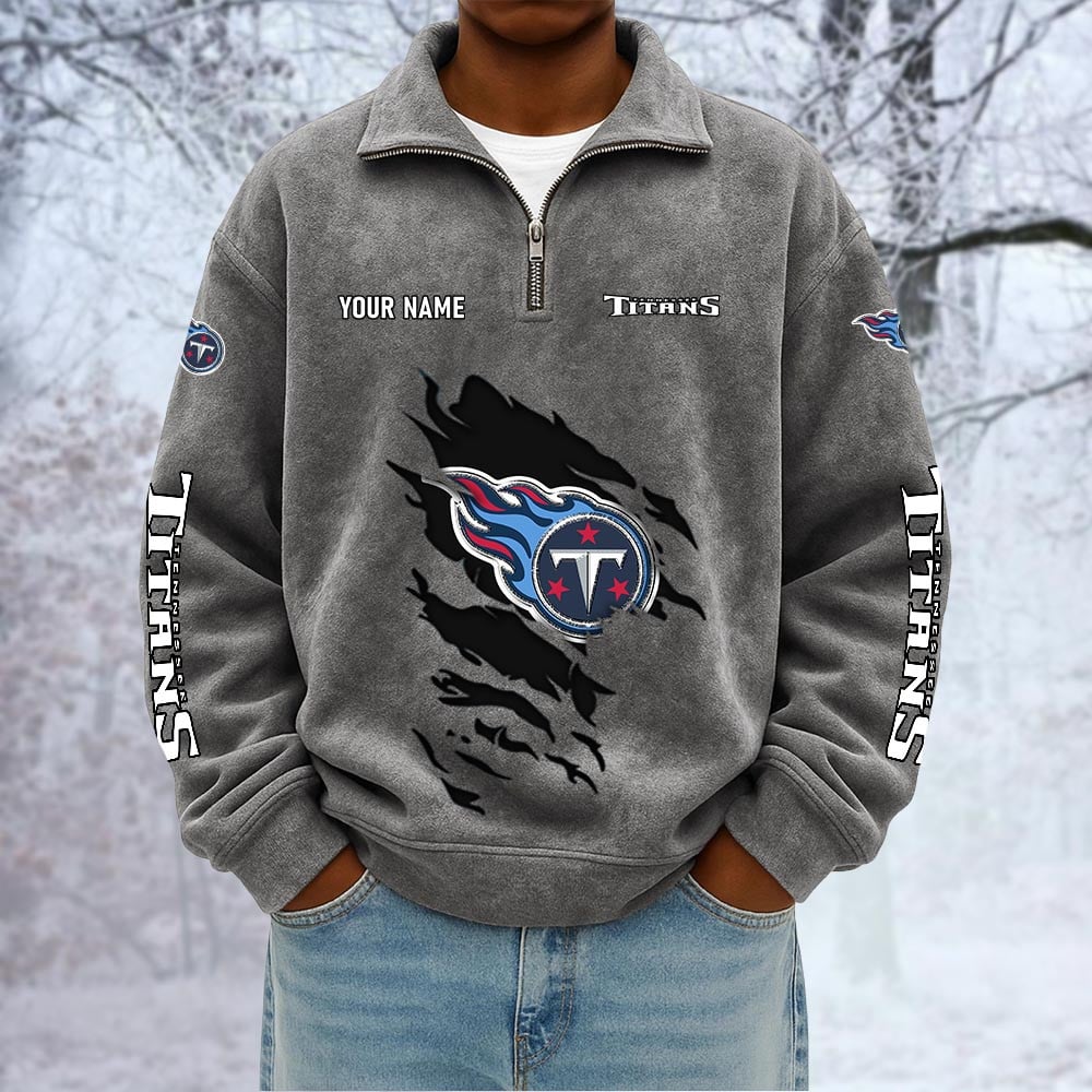 NFL x TEN Custom Name Half-zip Collar Suede Sweatshirt HLP HLPHUONG