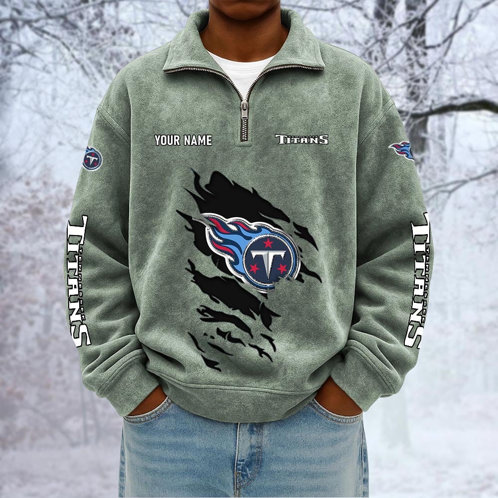 NFL x TEN Custom Name Half-zip Collar Suede Sweatshirt HLP HLPHUONG