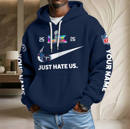 NFL x TEN SB Just Hate Us Custom Name Waffle Hoodie HLP HLPHUONG