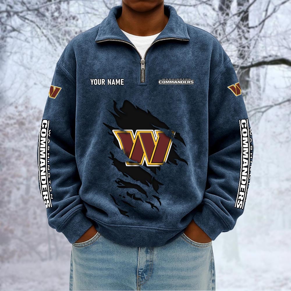 NFL x WAS Custom Name Half-zip Collar Suede Sweatshirt HLP HLPHUONG