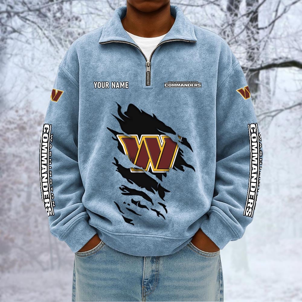 NFL x WAS Custom Name Half-zip Collar Suede Sweatshirt HLP HLPHUONG