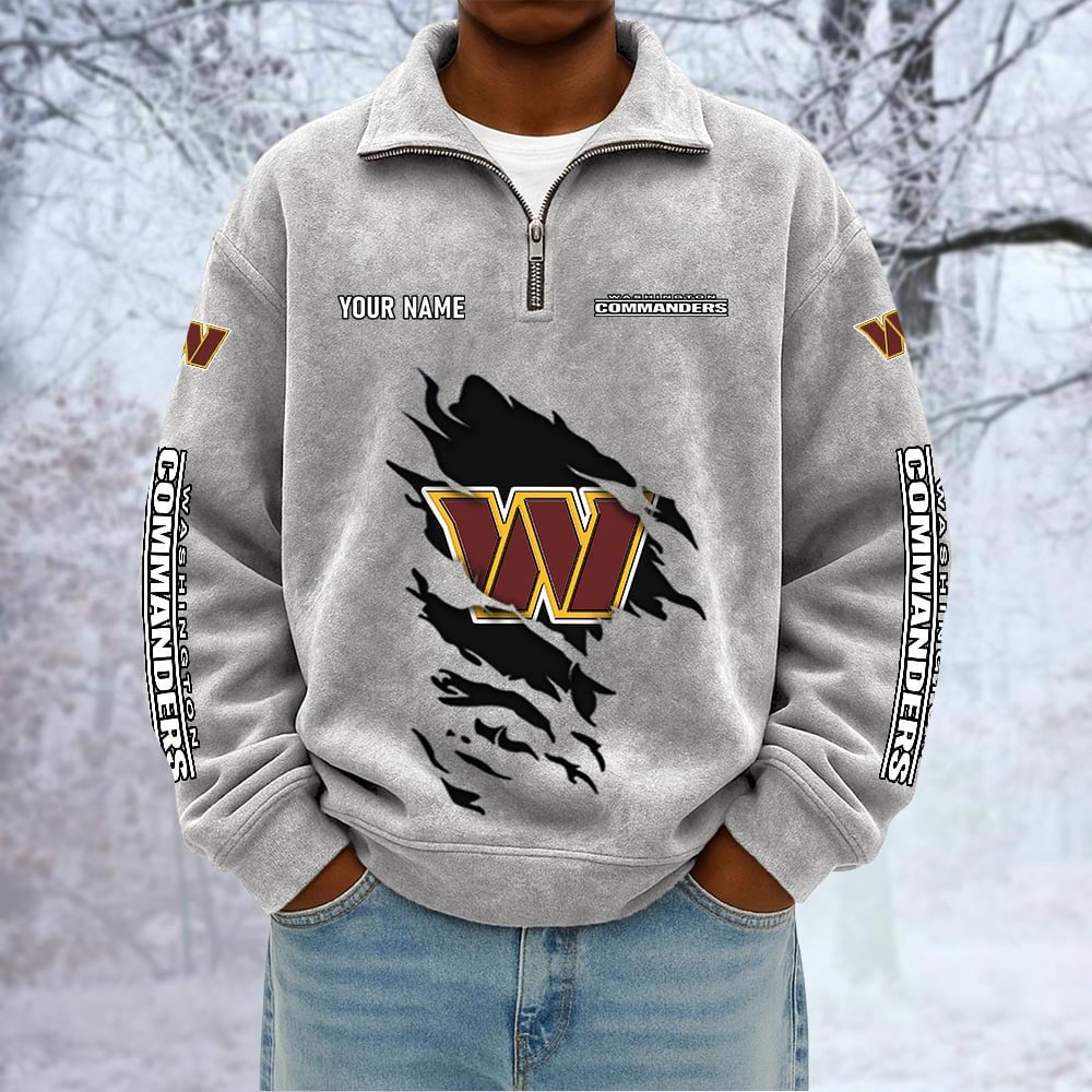 NFL x WAS Custom Name Half-zip Collar Suede Sweatshirt HLP HLPHUONG