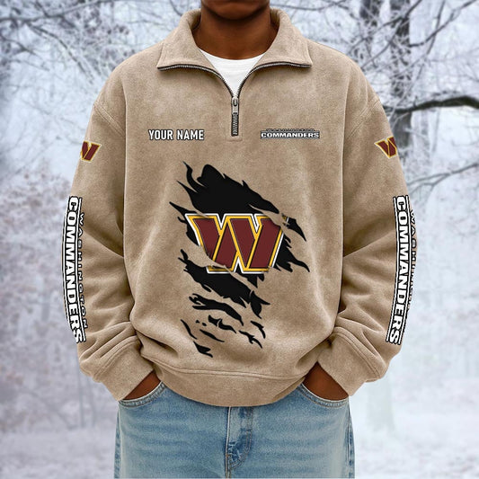 NFL x WAS Custom Name Half-zip Collar Suede Sweatshirt HLP HLPHUONG