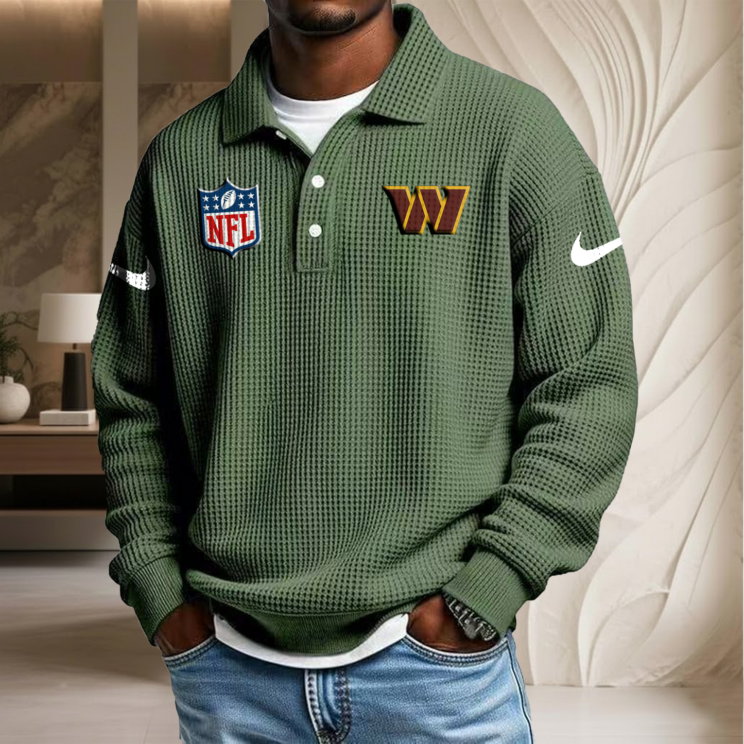 NFL x WAS Waffle Three Button Lapel Polo HLP HLPHUONG