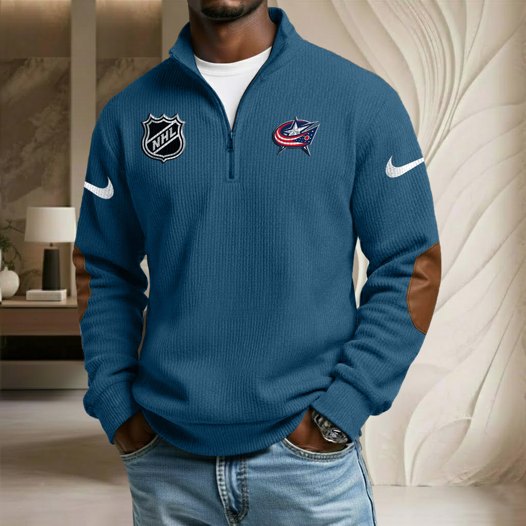 NHL x CBJ Sport Team Stand Collar Half-zip Sweatshirt HLP HLPHUONG